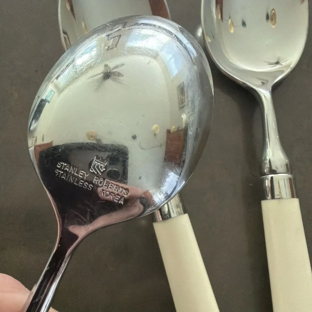 Set Of 3 Stanley Roberts Spectrum Ivory Stainless SOUP SPOONS 7 1/2